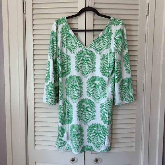 Persifor women's dress medium green white v-neck mini - Picture 1 of 6